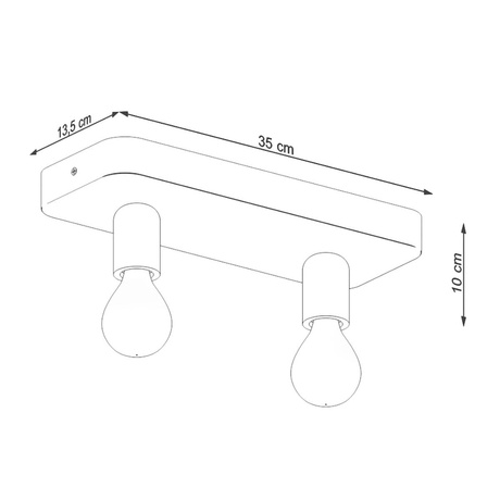 Plafon TAVO 2 + 2x Żarówka LED E27 4000K Zimna 7,5W 690lm