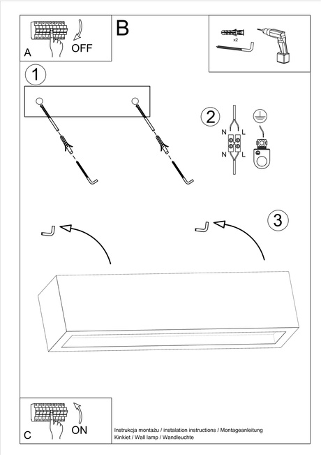 Kinkiet VEGA 50 beton + 1x Żarówka LED E27 3000K Ciepła 7,5W 620lm