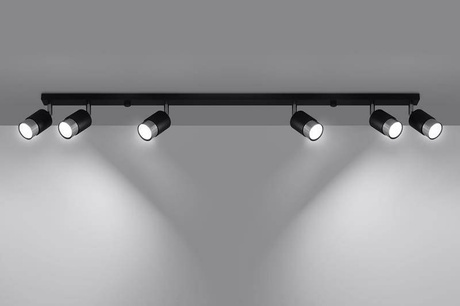 Plafon NERO 6 czarny/chrom + 6x Żarówka LED GU-10 3000K Ciepła 7W 620lm