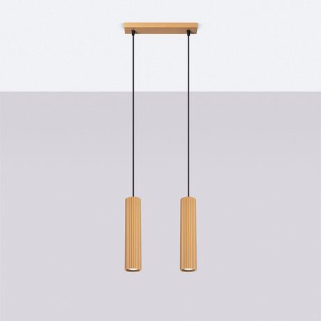 Lampa wisząca KARBON 2 złoty + 2x Żarówka LED GU-10 3000K Ciepła 7W 510lm