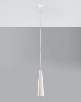 Lampa wisząca ceramiczna ELECTRA biała + 1x Żarówka LED GU-10 4000K Zimna 7W 630lm