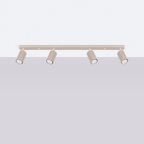 Plafon KARBON 4L taupe + 4X Żarówka LED GU-10 4000K Zimna 7W 530lm