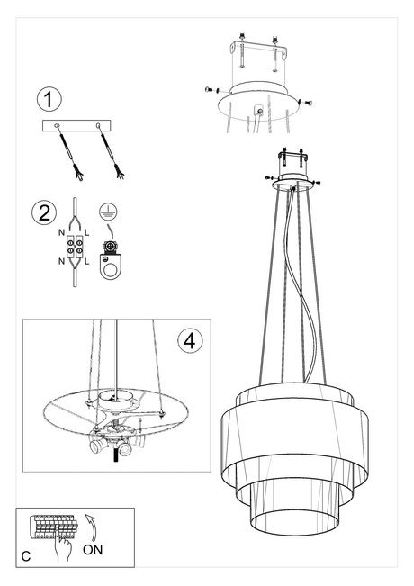 Żyrandol REFLEXION 50 biały + 5x Żarówka LED E27 4000K Zimna 7,5W 650lm