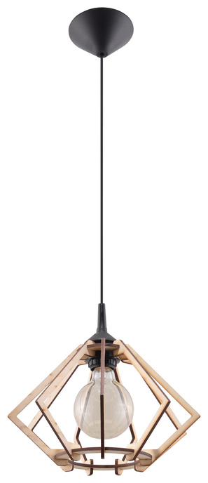 Lampa wisząca POMPELMO naturalne drewno + 1x Żarówka LED E27 4000K Zimna 7,5W 650lm