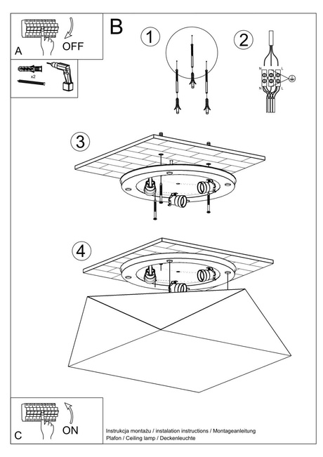Plafon HEXA 45 BIAŁY + 3x Żarówka LED E27 3000K Ciepła 7,5W 620lm