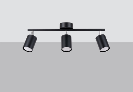Plafon LEMMI 3 czarny + 3x Żarówka LED GU-10 3000K Ciepła 7W 510lm