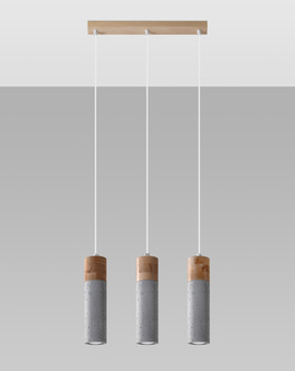 Lampa wisząca ZANE 3 szara + 3x Żarówka LED GU-10 4000K Zimna 7W 630lm