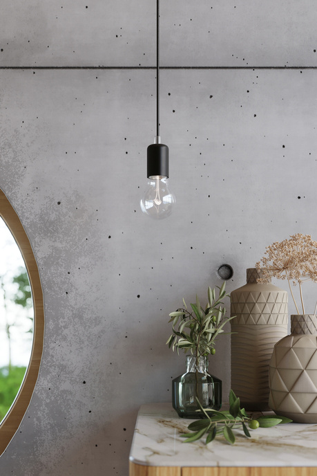 Kinkiet EDISON czarny +1x Żarówka LED E27 3000K Ciepła 7,5W 620lm