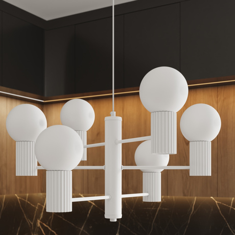 Żyrandol HALO 6 biały + 6X Żarówka LED G9 3000K Ciepła 4,5W 450lm