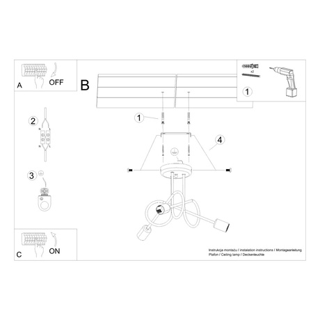 Żyrandol SUPEŁ 3 chrom + 3X Żarówka LED E27 3000K 7W 760lm