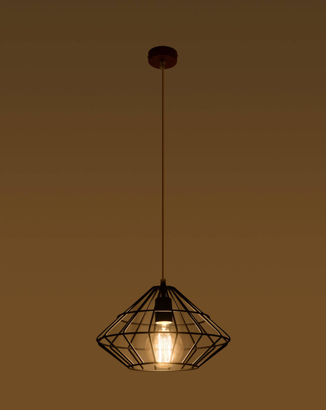 Lampa wisząca UMBERTO czarna + 1x Żarówka LED E27 3000K Ciepła 7,5W 620lm