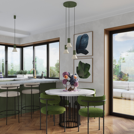 Lampa wisząca ESTRIA 3P beżowa/zielona oliwka