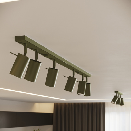 Plafon RING 3P zielony oliwkowy + 3x Żarówka LED GU-10 4000K Zimna 7W 530lm