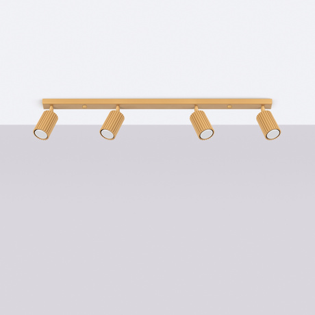 Plafon KARBON 4L złoty + 4x Żarówka LED GU-10 3000K Ciepła 7W 510lm