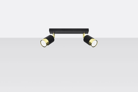 Plafon NERO 2 czarny/złoty + 2x Żarówka LED GU-10 4000K Zimna 7W 630lm