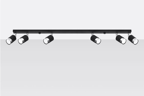 Plafon NERO 6 czarny/chrom + 6x Żarówka LED GU-10 3000K Ciepła 7W 620lm