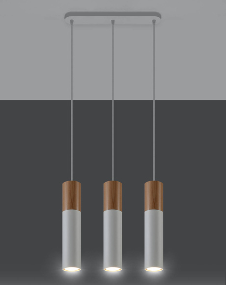 Lampa Wisząca PABLO 3 biała + 3x Żarówka LED GU-10 4000K Zimna 7W 630lm