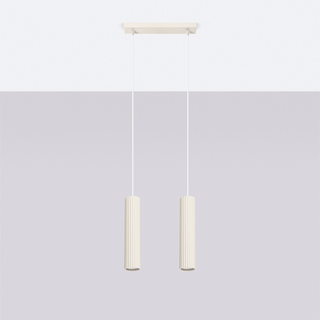 Lampa wisząca KARBON 2 beżowy + 2x Żarówka LED GU-10 3000K Ciepła 7W 510lm