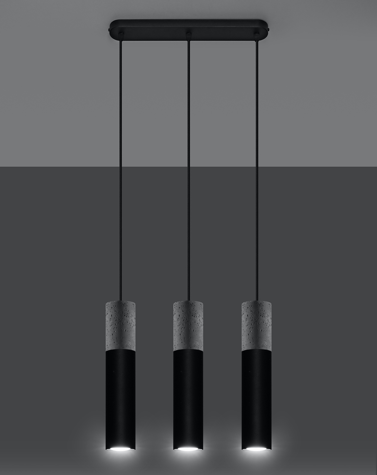 Lampa wisząca BORGIO 3 czarna + 3x Żarówka LED GU-10 4000K Zimna 7W 630lm