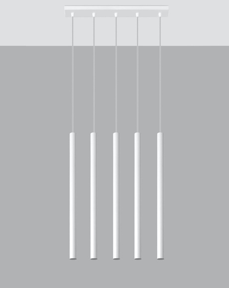 Lampa wisząca PASTELO 5 biały + 5x Żarówka LED G9 4000K Zimna 3W 204lm