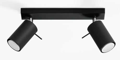 Plafon RING 2 czarny + 2x Żarówka LED GU-10 3000K Ciepła 7W 620lm