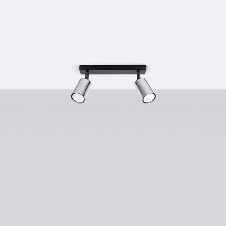 Plafon WINX 2 czarny/chrom + 2x Żarówka LED GU-10 4000K Zimna 7W 530lm