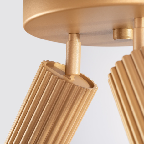 Plafon KARBON 3P złoty + 3x Żarówka LED GU-10 4000K Zimna 7W 530lm