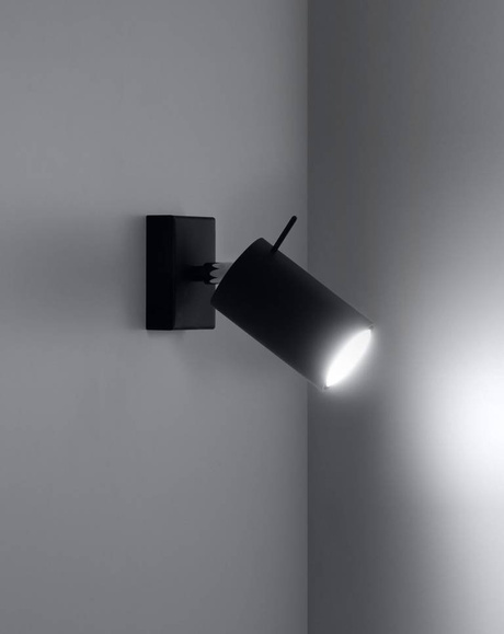 Kinkiet RING czarny + 1x Żarówka LED GU-10 4000K Zimna 7W 630lm