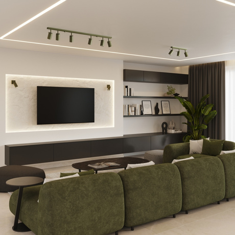 Plafon RING 2 zielony oliwkowy + 2x Żarówka LED GU-10 4000K Zimna 7W 530lm