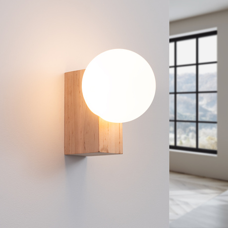 Kinkiet BULBO naturalne drewno + 1x Żarówka LED G9 3000K Ciepła 4,5W 450lm