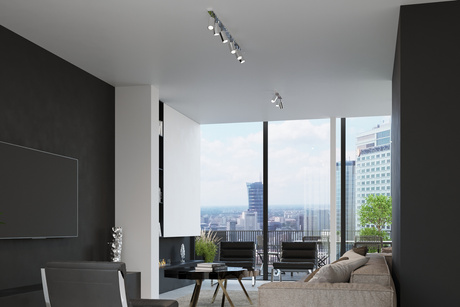 Plafon RING 4 chrom + 4x Żarówka LED GU-10 4000K Zimna 7W 630lm