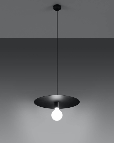 Lampa wisząca FLAVIO czarna + 1x Żarówka LED E27 4000K Zimna 7,5W 650lm