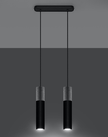 Lampa wisząca BORGIO 2 czarna + 2x Żarówka LED GU-10 4000K Zimna 7W 630lm