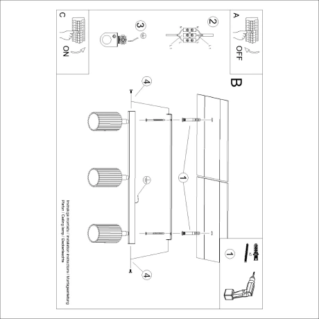 Plafon KARBON 3L złoty