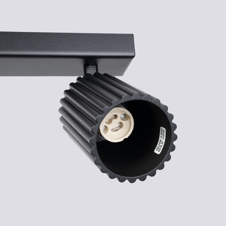 Plafon KARBON 4L czarny + 4x Żarówka LED GU-10 4000K Zimna 7W 530lm