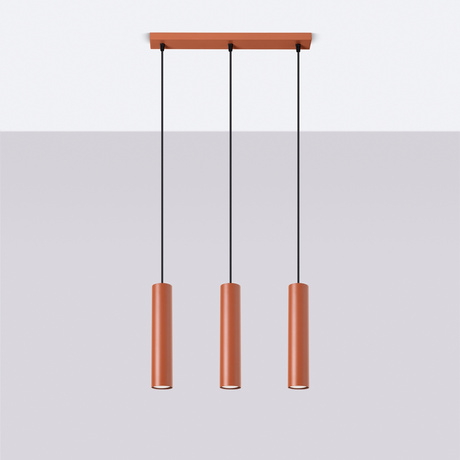 Lampa wisząca LAGOS 3L ochra czerwona + 3x Żarówka LED GU-10 4000K Zimna 7W 530lm