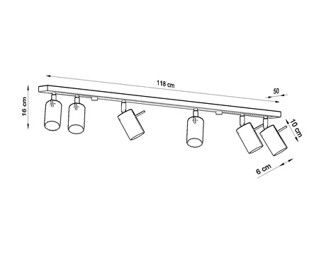 Plafon RING 6L chrom + 6x Żarówka LED GU-10 4000K Zimna 7W 630lm