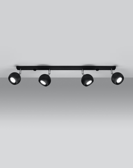 Plafon OCULARE 4L czarny + 4x Żarówka LED GU-10 3000K Ciepła 7W 620lm