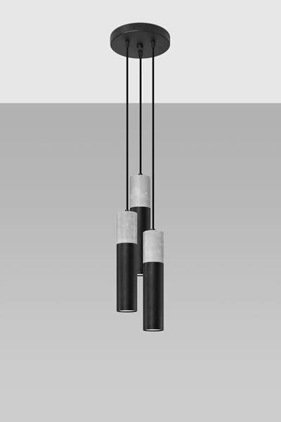 Lampa wisząca BORGIO 3P czarny + 3x Żarówka LED GU-10 3000K Ciepła 7W 620lm