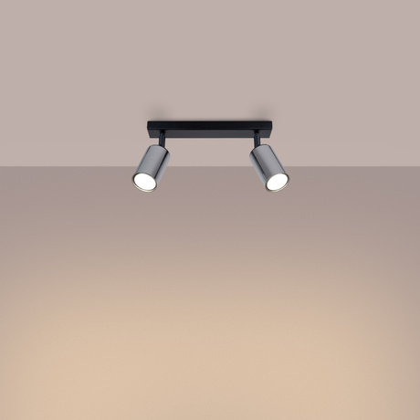 Plafon WINX 2 czarny/chrom + 2x Żarówka LED GU-10 4000K Zimna 7W 530lm