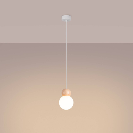 Lampa wisząca PEKKA 1 biała/naturalne drewno + 1x Żarówka LED G9 4000K Zimna 4,5W 460lm