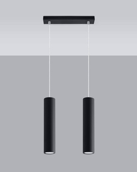 Lampa Wisząca LAGOS 2 czarny + 2x Żarówka LED GU-10 4000K Zimna 7W 630lm