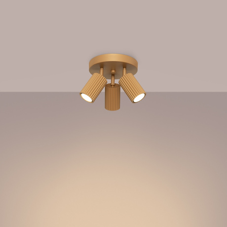 Plafon KARBON 3P złoty + 3x Żarówka LED GU-10 4000K Zimna 7W 530lm