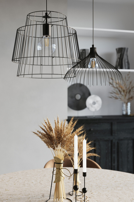 Lampa wisząca GATE czarna + 1x Żarówka LED E27 3000K Ciepła 7,5W 620lm