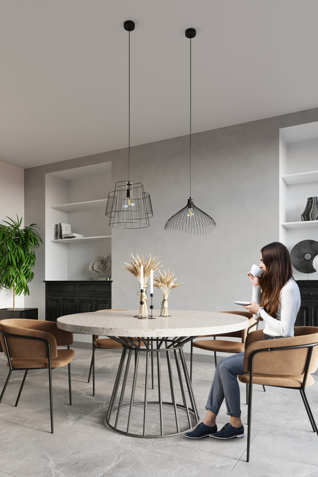 Lampa wisząca UMB czarna + 1x Żarówka LED E27 4000K Zimna 7,5W 650lm