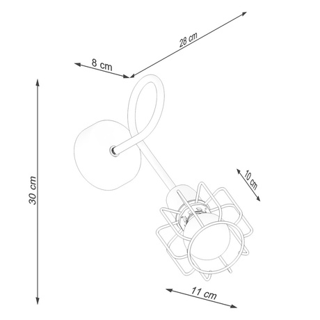 Kinkiet BELUCI 1S czarny + 1x Żarówka LED E14 3000K Ciepła 7,5W 620lm