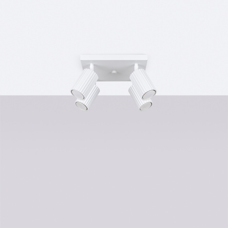 Plafon KARBON 4 biały + 4x Żarówka LED GU-10 4000K Zimna 7W 530lm