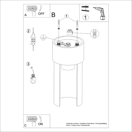 Plafon FLASH biały + 1x Żarówka LED E27 3000K 7W 760lm