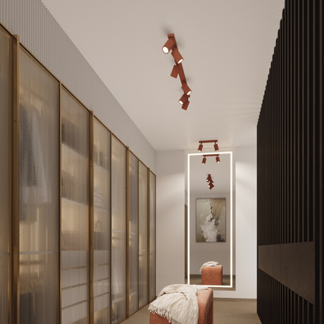 Plafon KARBON 10 ochra czerwona + 1x Żarówka LED GU-10 3000K Ciepła 7W 510lm