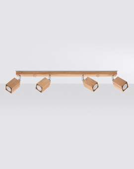 Plafon KEKE 4 dąb + 4x Żarówka LED GU-10 3000K Ciepła 7W 620lm